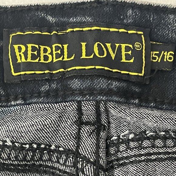 Rebel Love Women's Patch Dark Wash Navy Skinny Stretch Jeans Size 15/16 NWT - Picture 11 of 16
